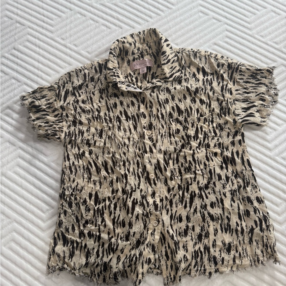 Philosophy Black and Cream Patterned Shirt